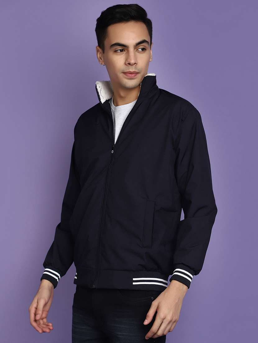 navy blue cotton casual jacket - 20673382 -  Standard Image - 1