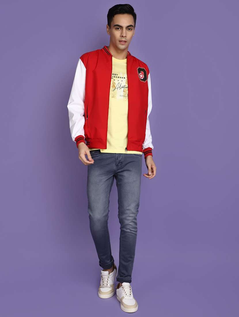 men color block long sleeve varsity jacket - 20673384 -  Standard Image - 4