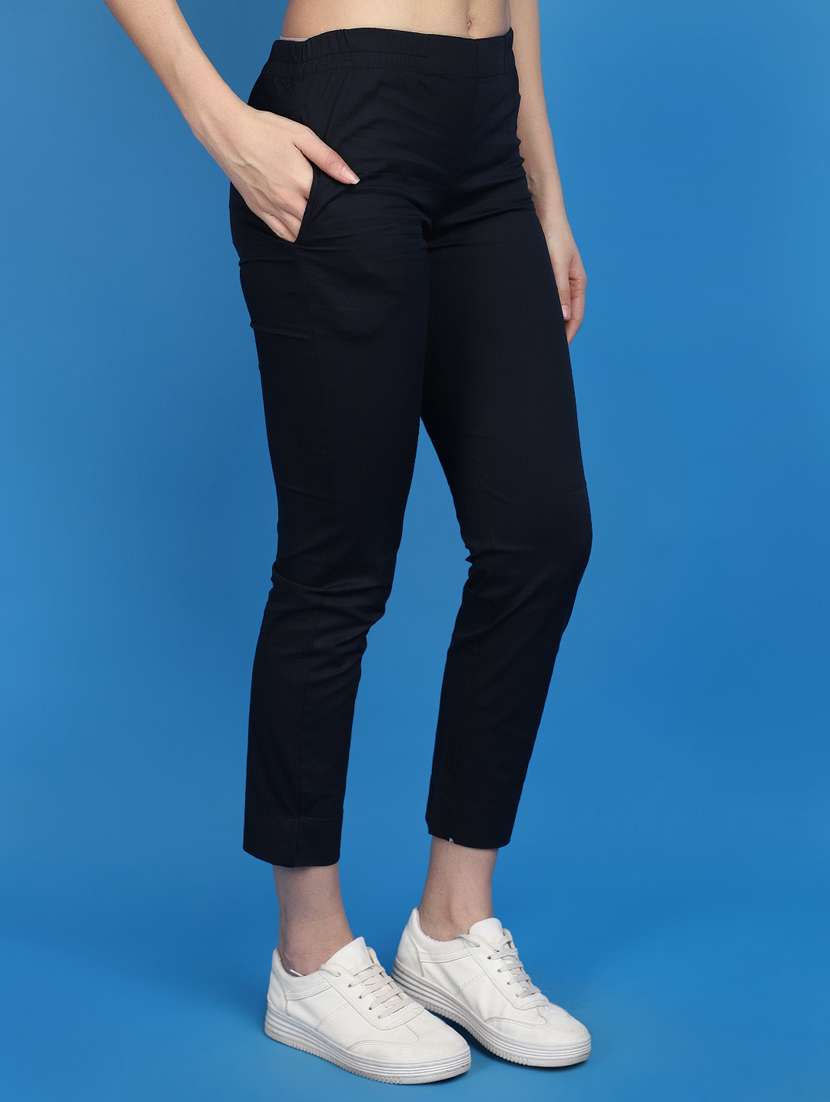 women mid rise solid tapered pant - 20675060 -  Standard Image - 1