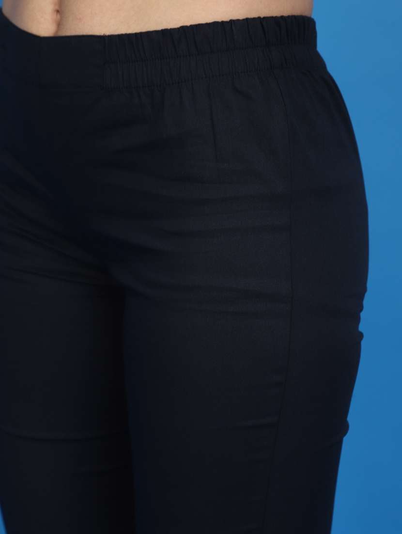 women mid rise solid tapered pant - 20675060 -  Standard Image - 4