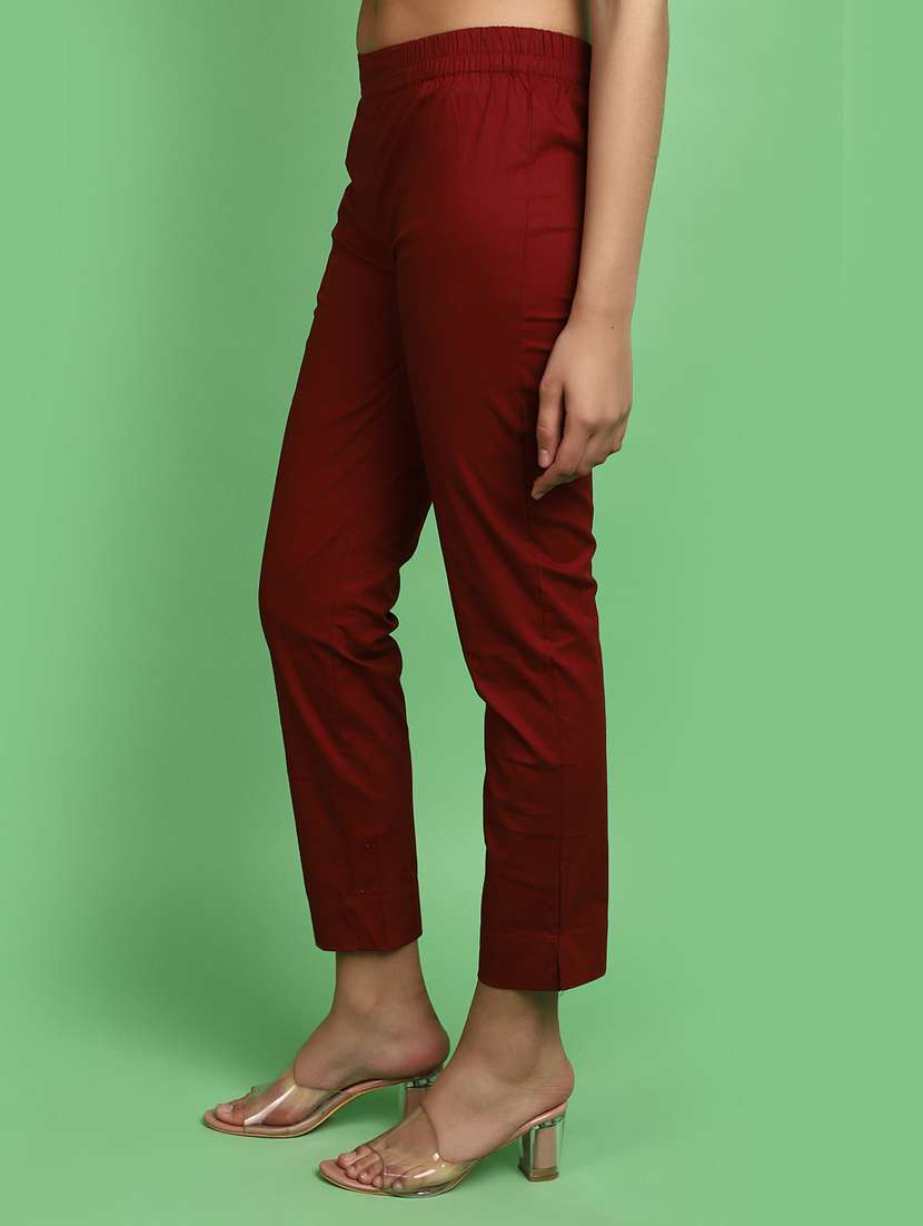 women mid rise solid tapered pant - 20675061 -  Standard Image - 1