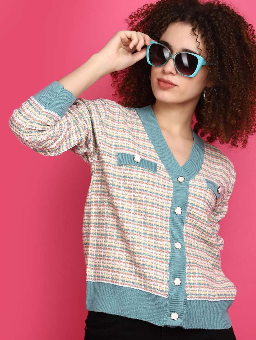 women multi color long sleeves cardigans - 20676950 -  Standard Image - 1