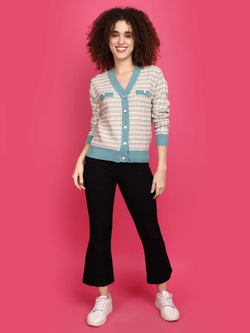 women multi color long sleeves cardigans - 20676950 -  Standard Image - 4