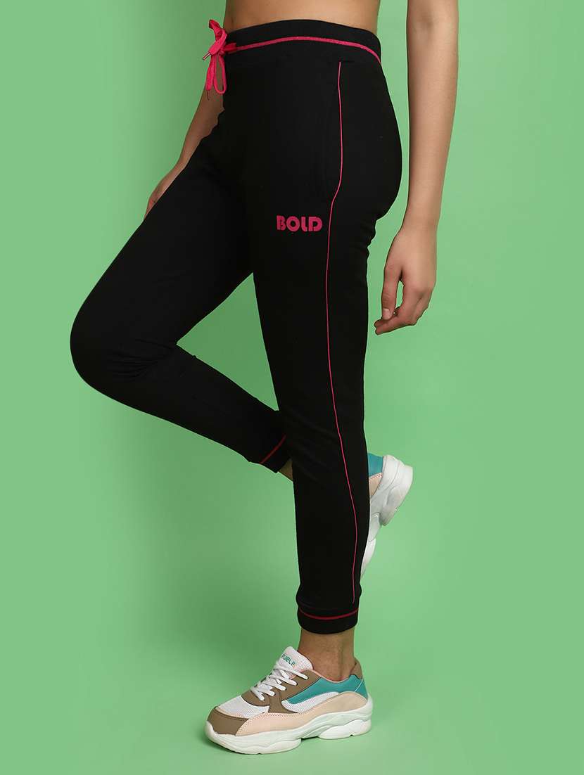 women black solids yoga track pant - 20680137 -  Standard Image - 1