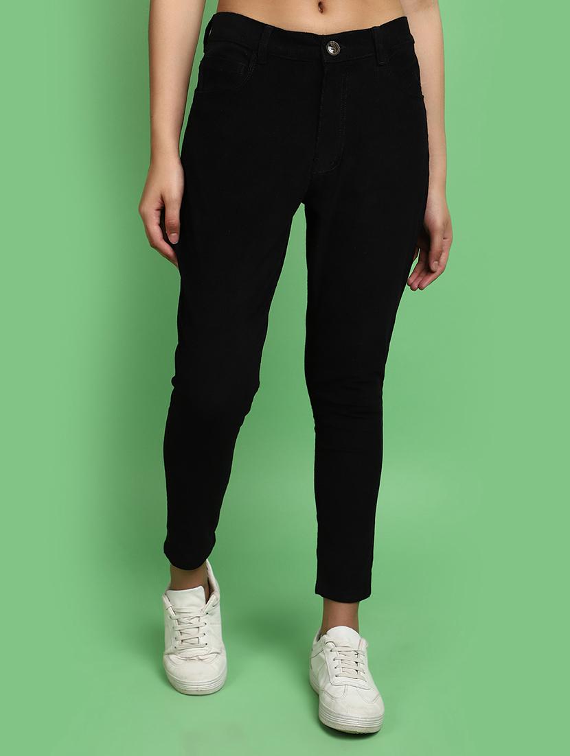 women solid mid rise plain jeans