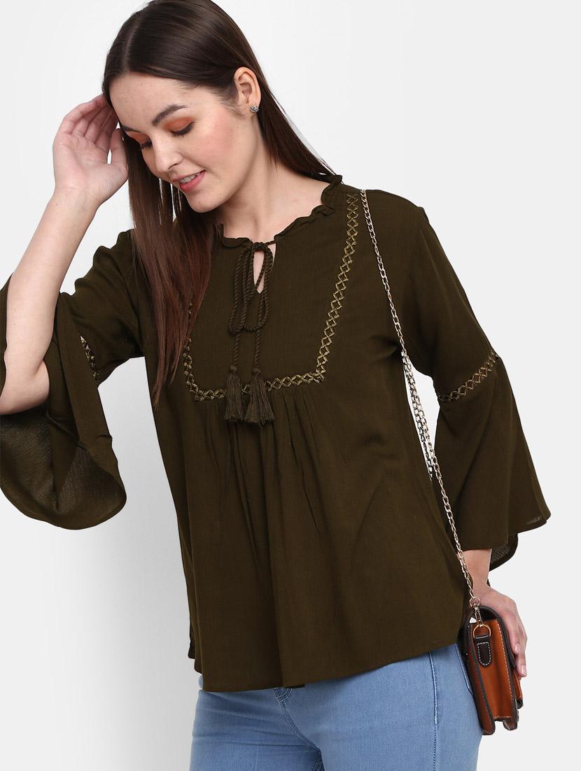 green cotton a line top - 20681970 - Standard Image - 1
