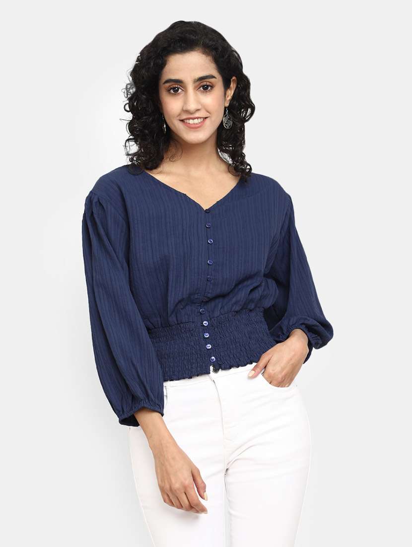 blue cotton a line top
