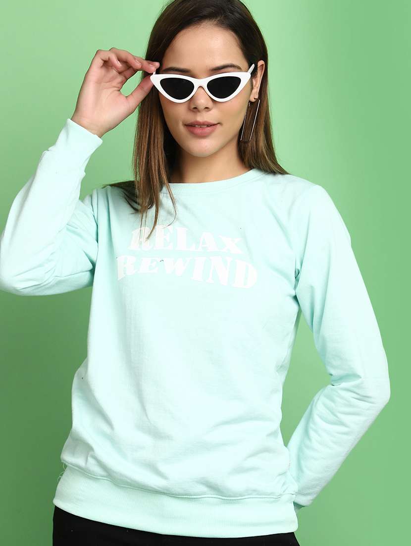 women ai aqua round neck sweatshirts - 20682741 -  Standard Image - 1