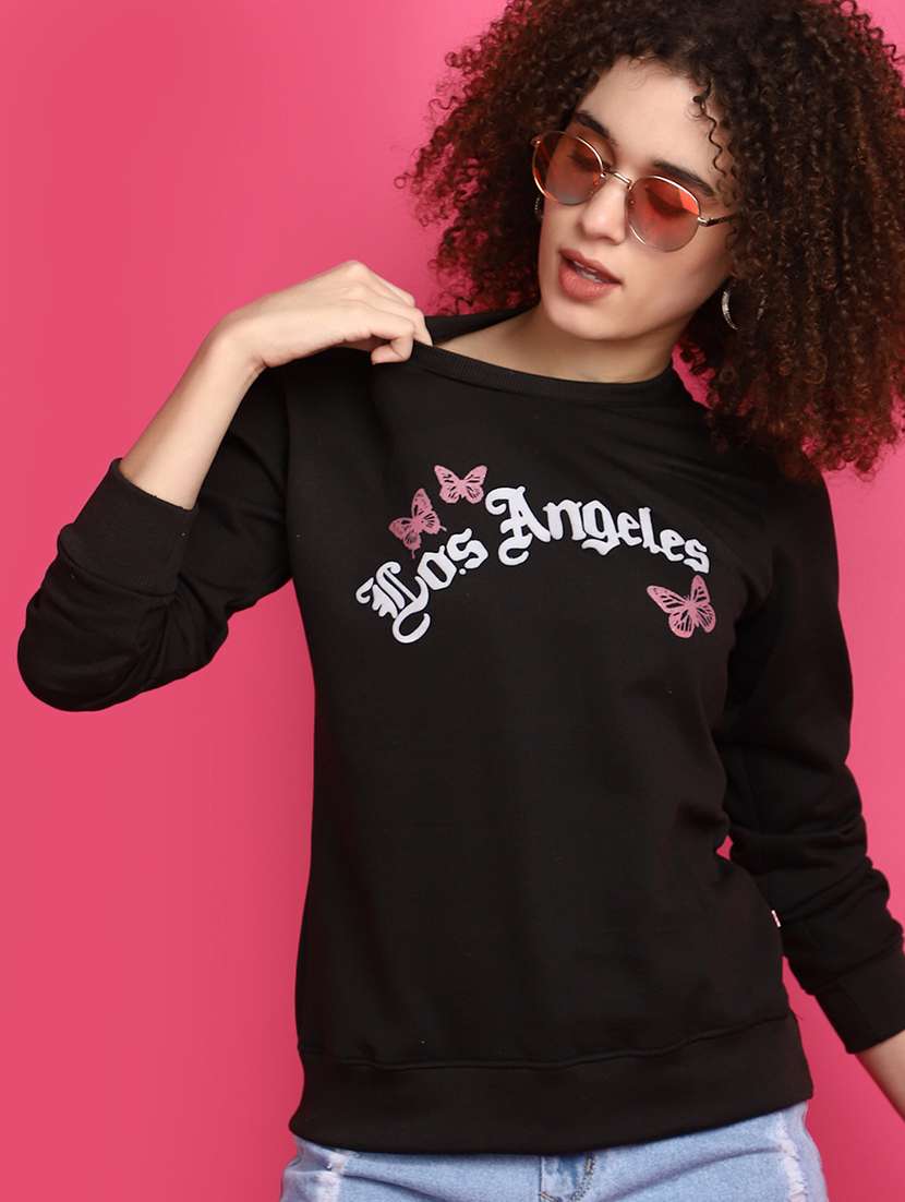 black chest print sweatshirt - 20682742 -  Standard Image - 1