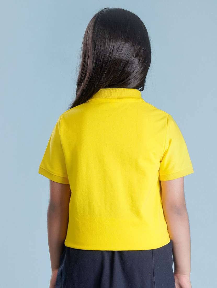 girls yellow solid polo tee - 20683080 - Standard Image - 1