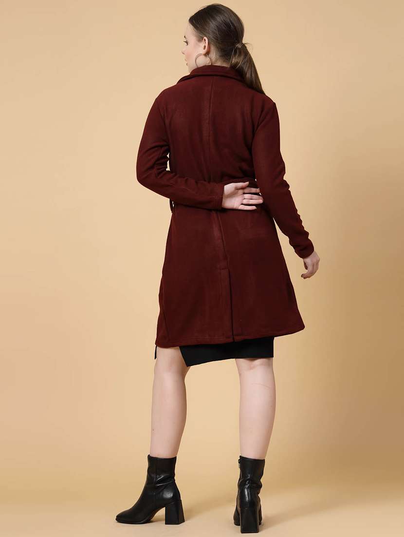 women solid lapel collar trench coat - 20683120 -  Standard Image - 1