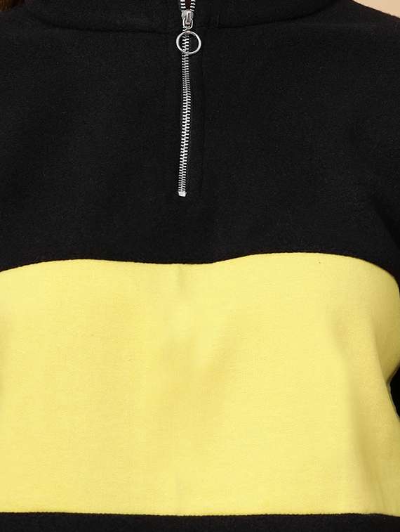 black color block long sleeve sweatshirt - 20683126 -  Standard Image - 4