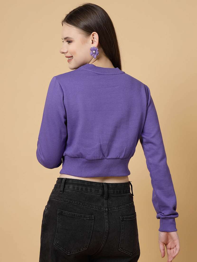 purple solid long sleeve sweatshirt - 20683131 -  Standard Image - 1