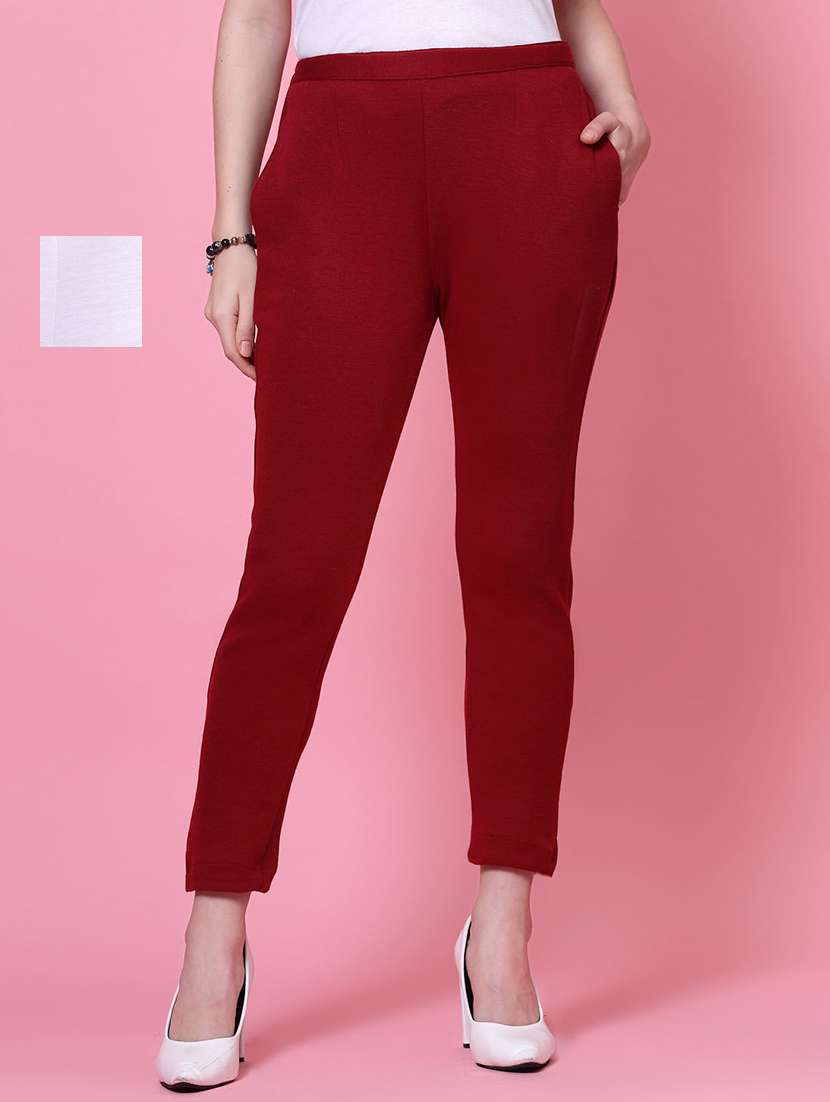 set of 2 solid flat front trouser