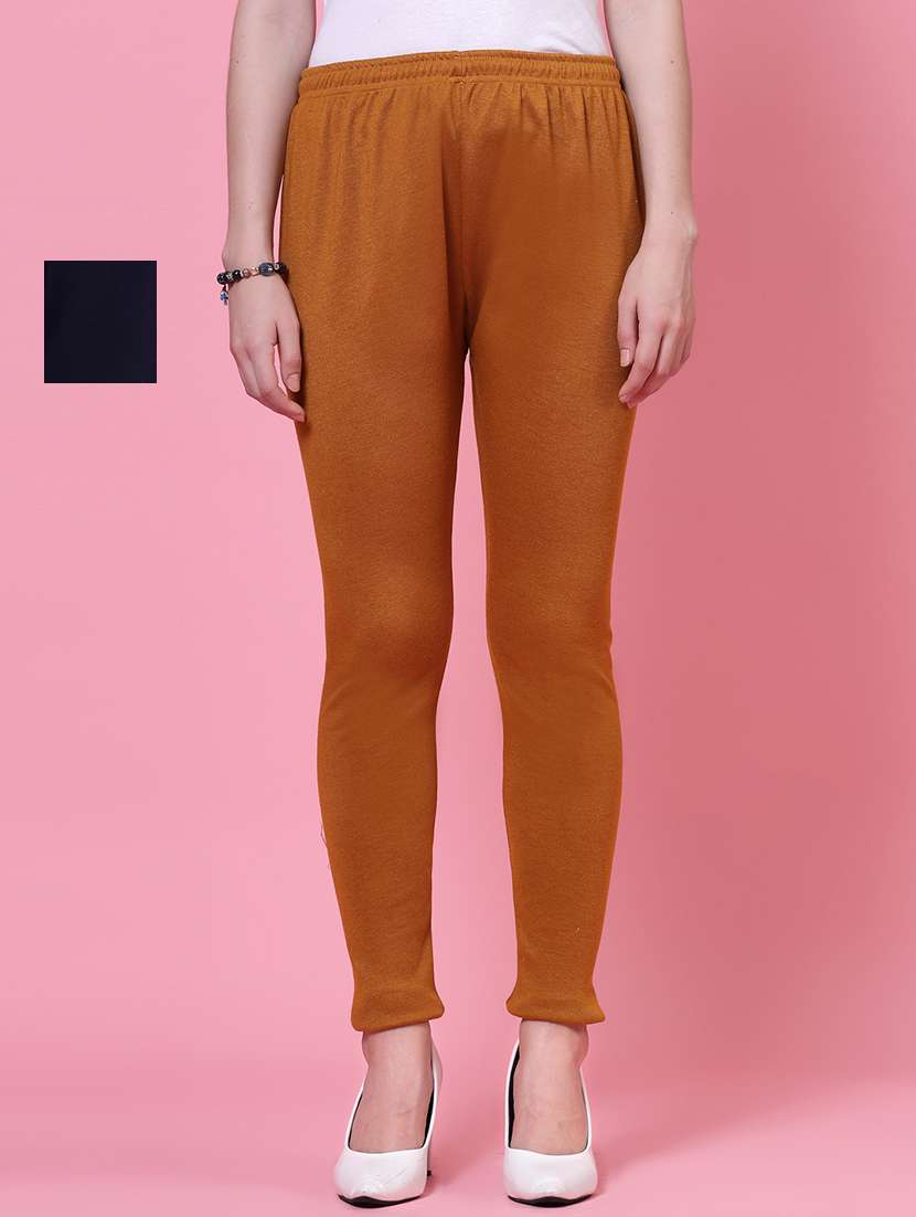 set of 2 solid multi coloured leggings