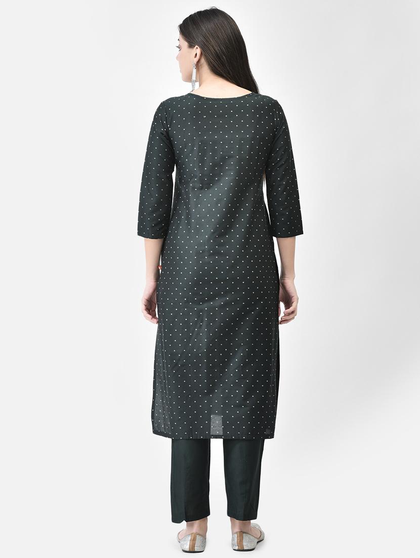 grey three quarter sleeve straight kurta - 20683357 - Standard Image - 4
