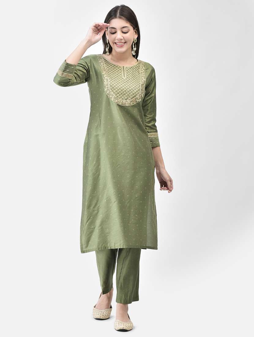 neo mint three quarter sleeve straight kurta