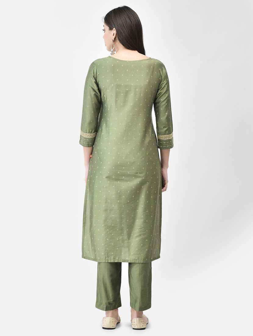 neo mint three quarter sleeve straight kurta - 20683361 -  Standard Image - 4