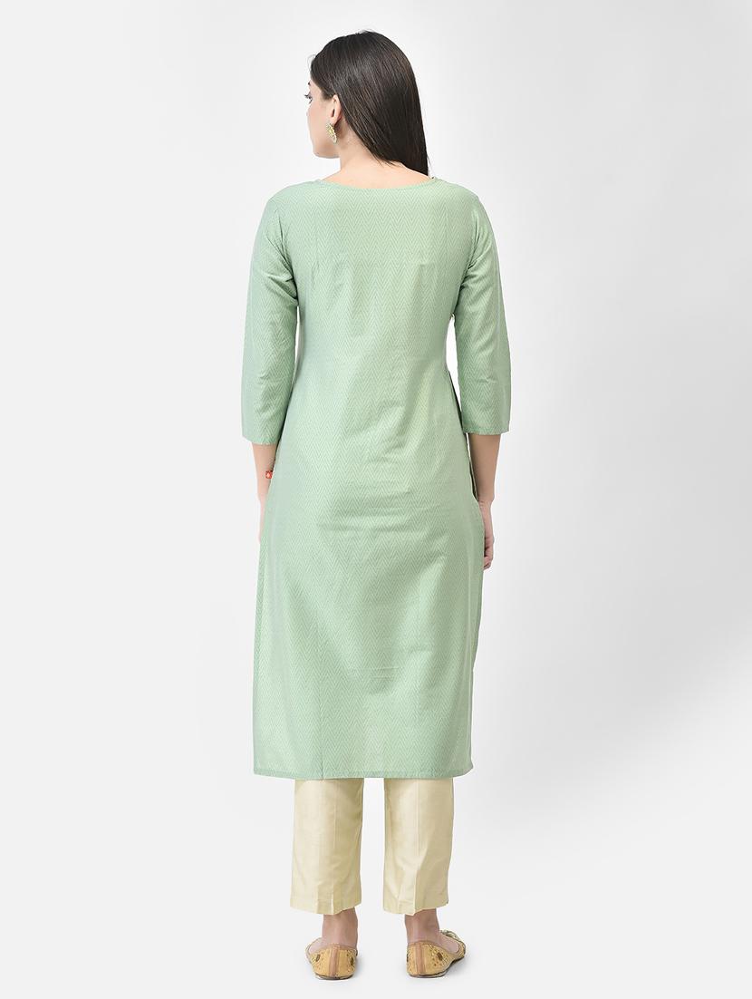 ai aqua three quarter sleeve straight kurta - 20683368 - Standard Image - 4