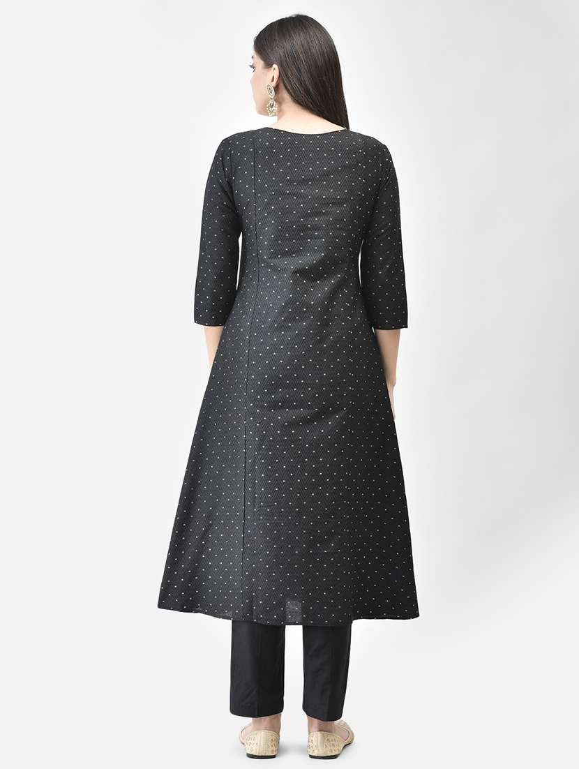 women black round neck a-line kurta - 20683371 -  Standard Image - 4