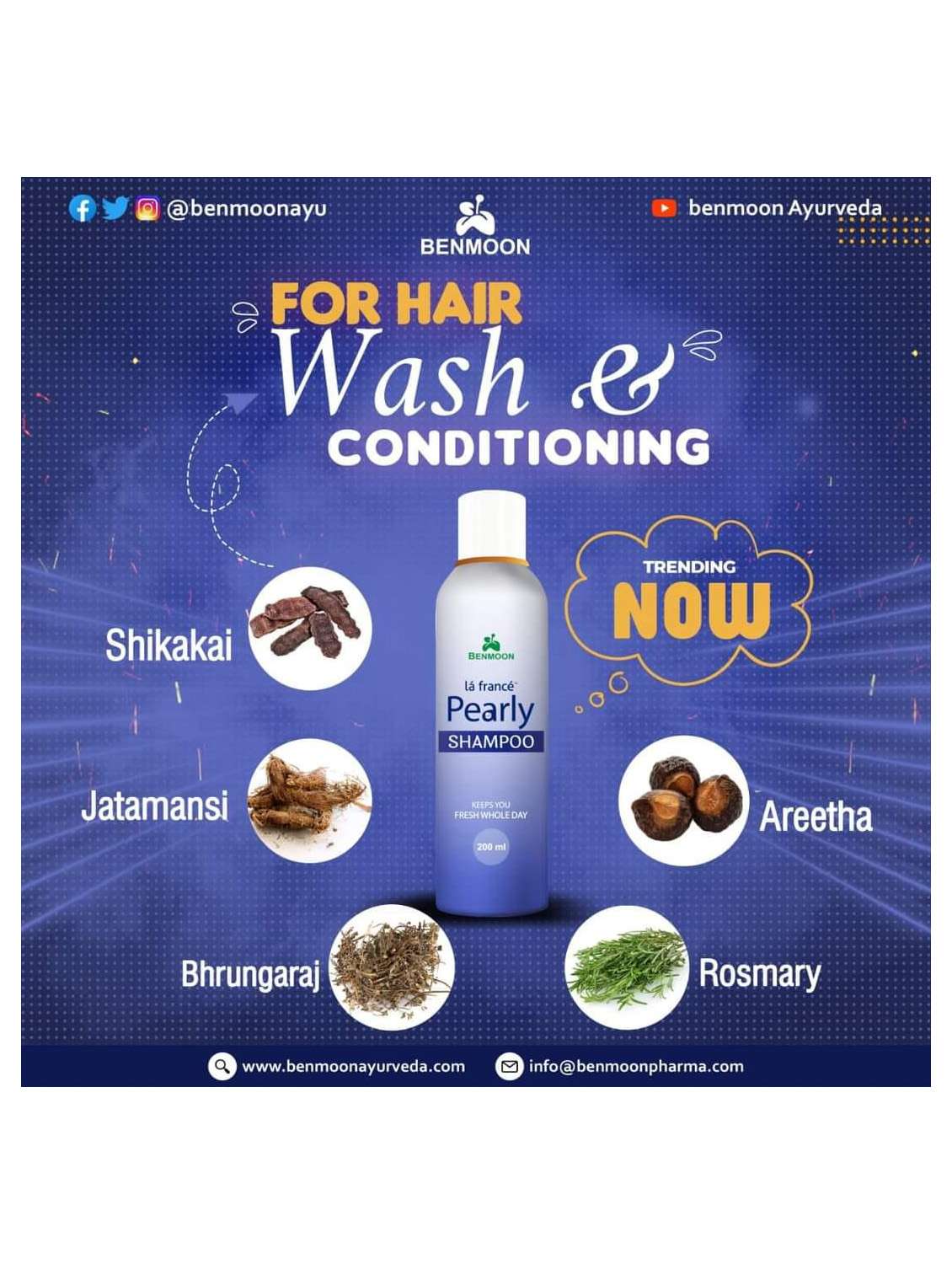 benmoon la france pearly shampoo (ayurvedic) (for hair wash & conditioning) - 20683734 - Standard Image - 1