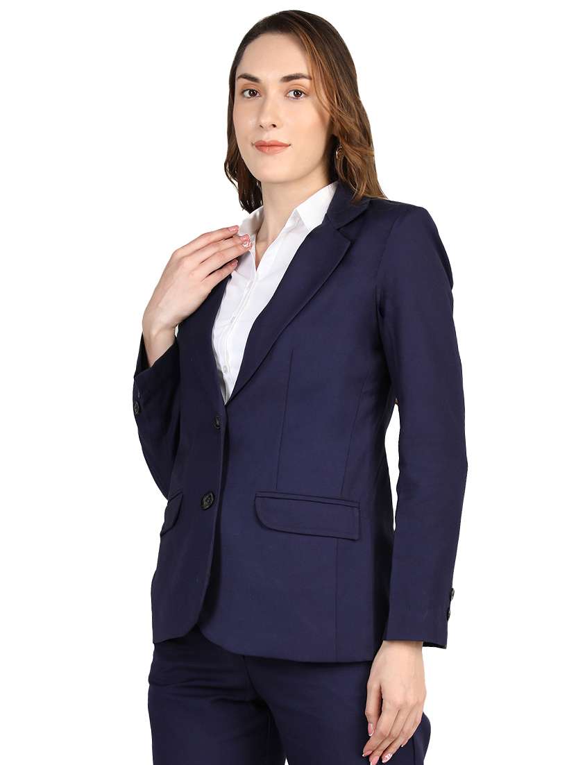 solid blue cotton casual blazer - 20683741 -  Standard Image - 1