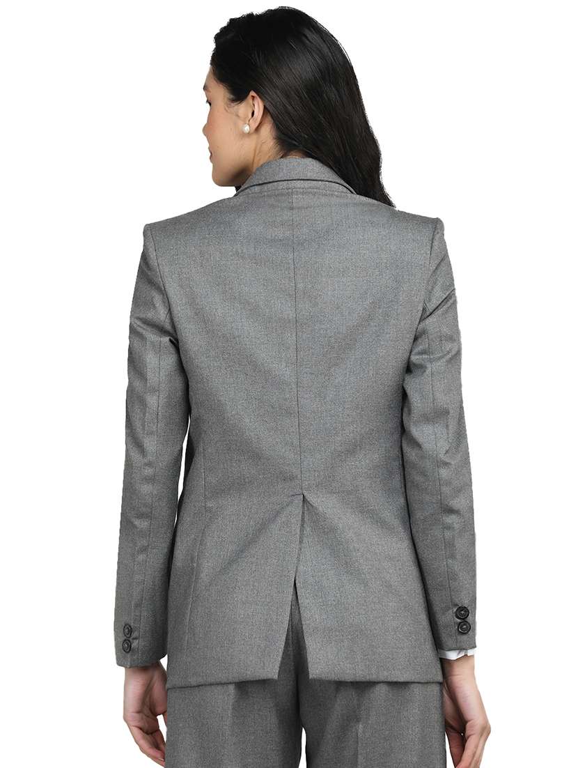 women grey solid full sleeve casual blazer - 20683744 -  Standard Image - 1