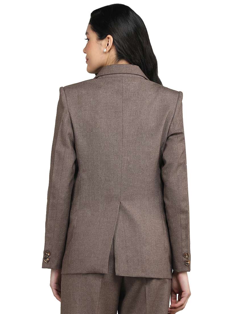 solid brown cotton casual blazer - 20683745 -  Standard Image - 1