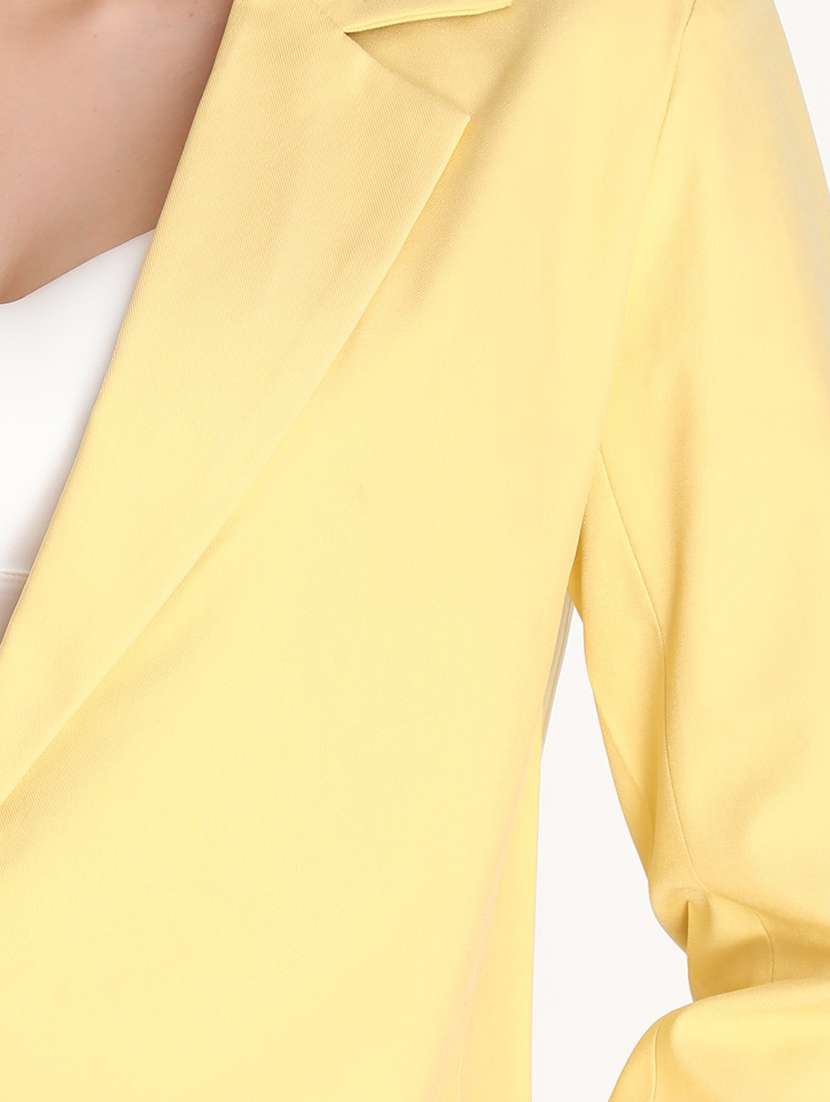 solid yellow casual crop blazer - 20683747 -  Standard Image - 4