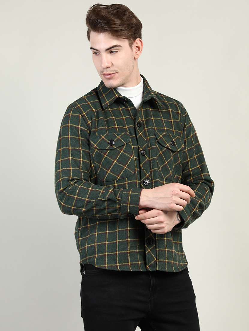 green checkered casual jacket - 20683769 -  Standard Image - 1
