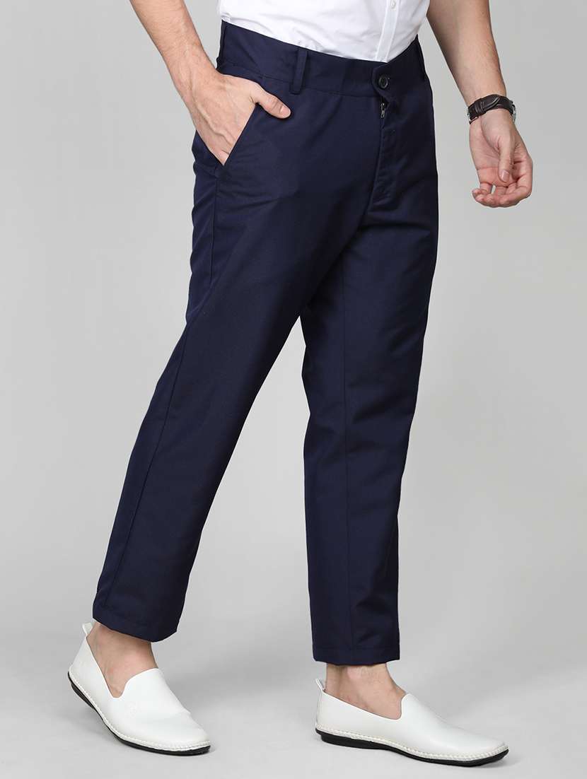men solid flat front casual trouser - 20683783 - Standard Image - 1