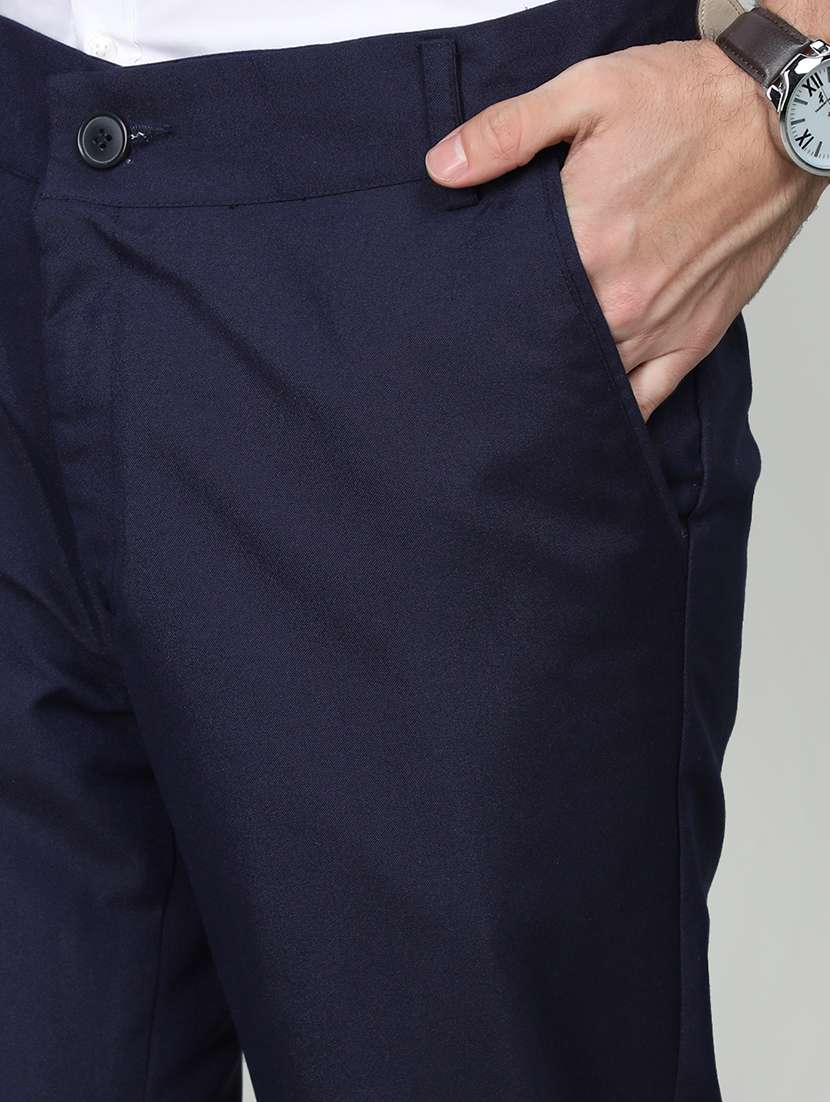 men solid flat front casual trouser - 20683783 - Standard Image - 4