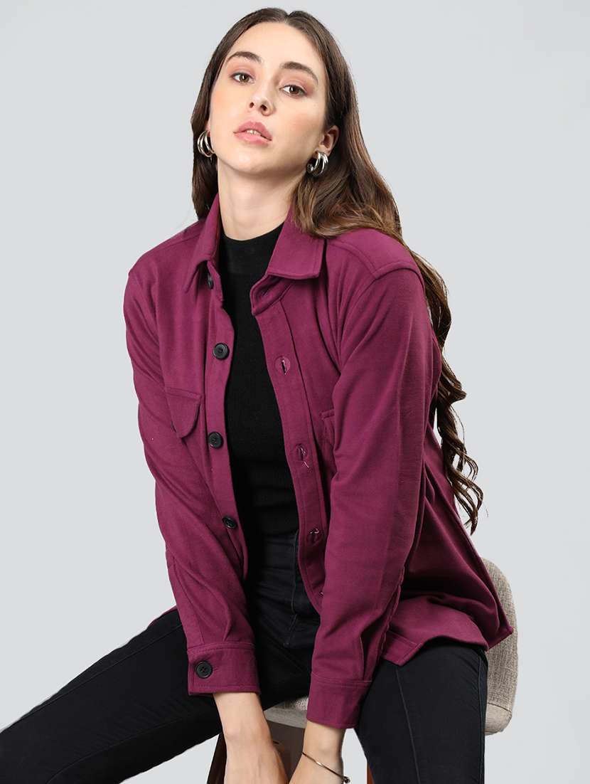 women maroon solid regular shirt - 20683848 - Standard Image - 1