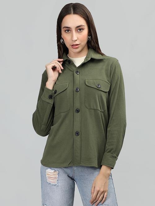 women green solid regular shirt - 20683849 - Standard Image - 0