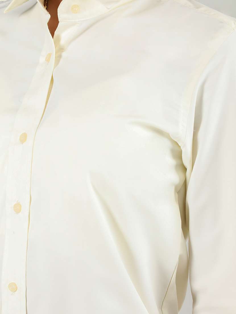 women cream solid full sleeve regular shirt - 20683853 -  Standard Image - 4