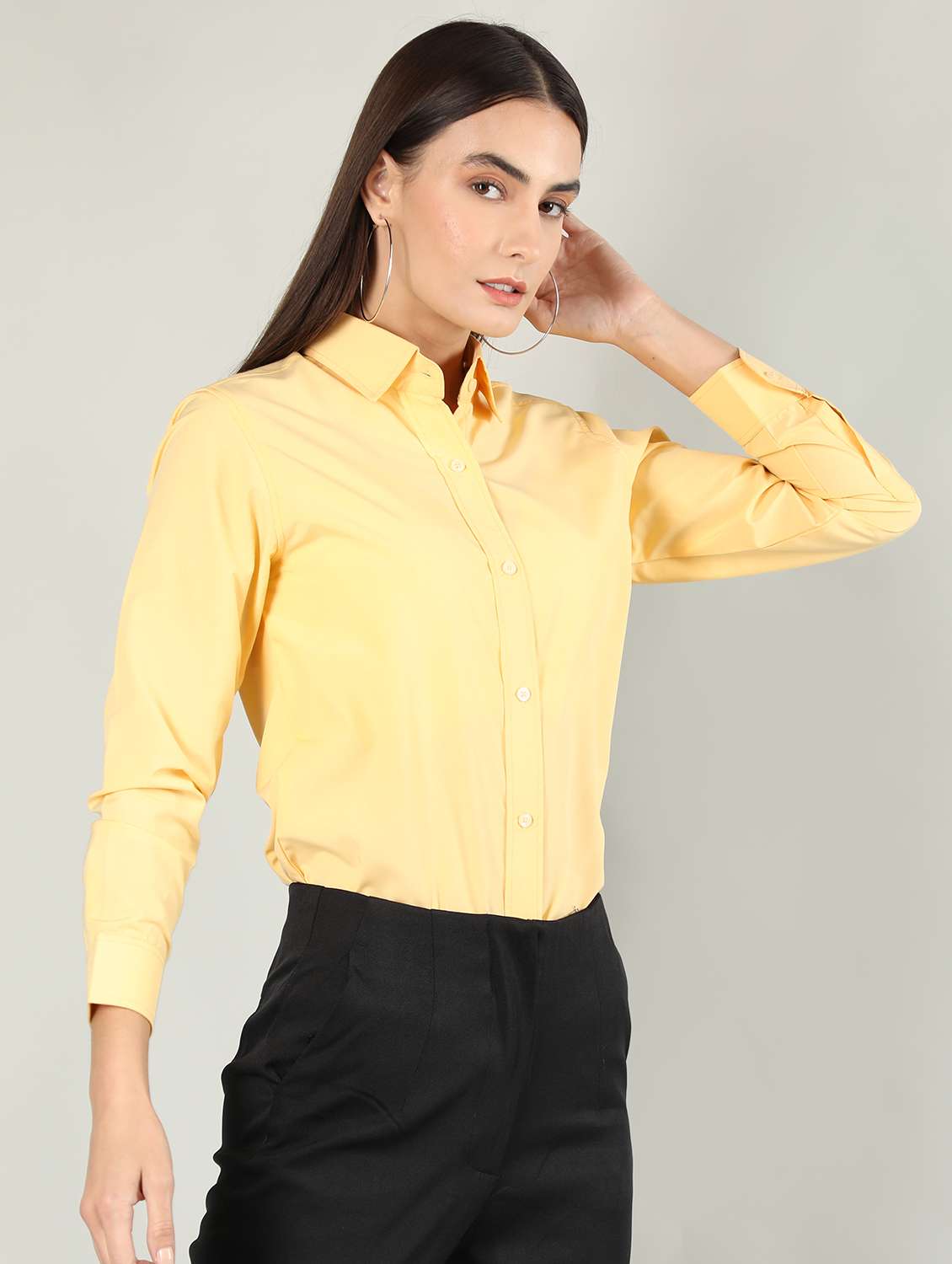 women yellow solid full sleeve regular shirt - 20683854 -  Standard Image - 1