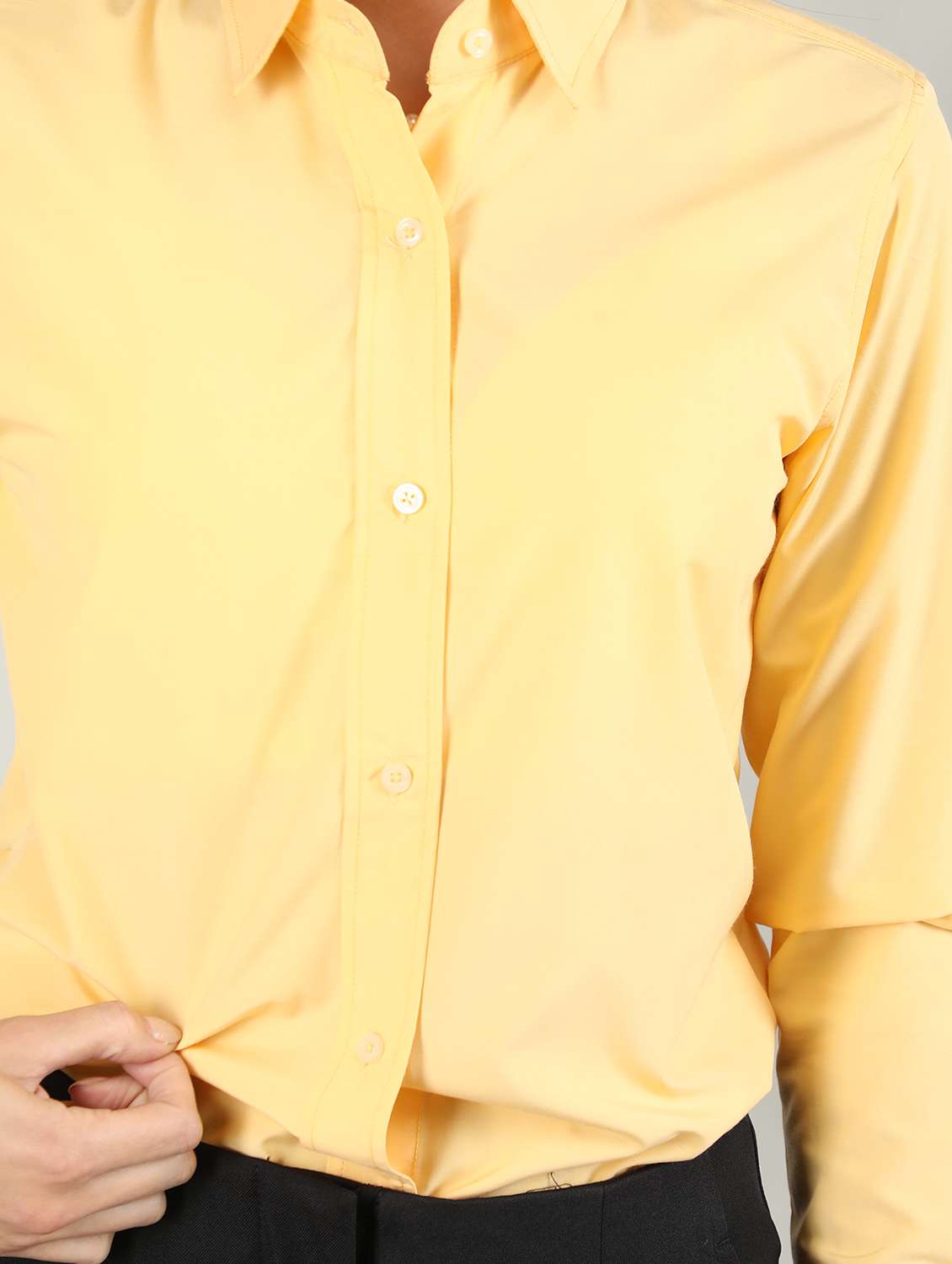 women yellow solid full sleeve regular shirt - 20683854 -  Standard Image - 4