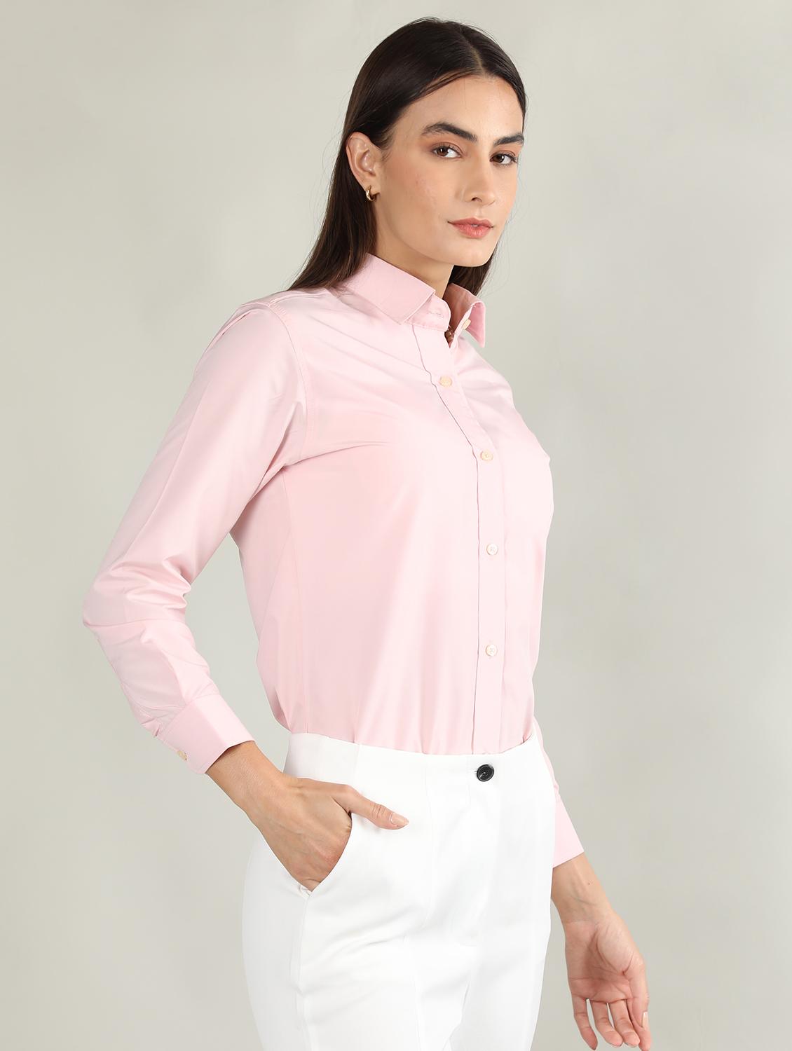solid pink cotton casual shirt - 20683855 - Standard Image - 1