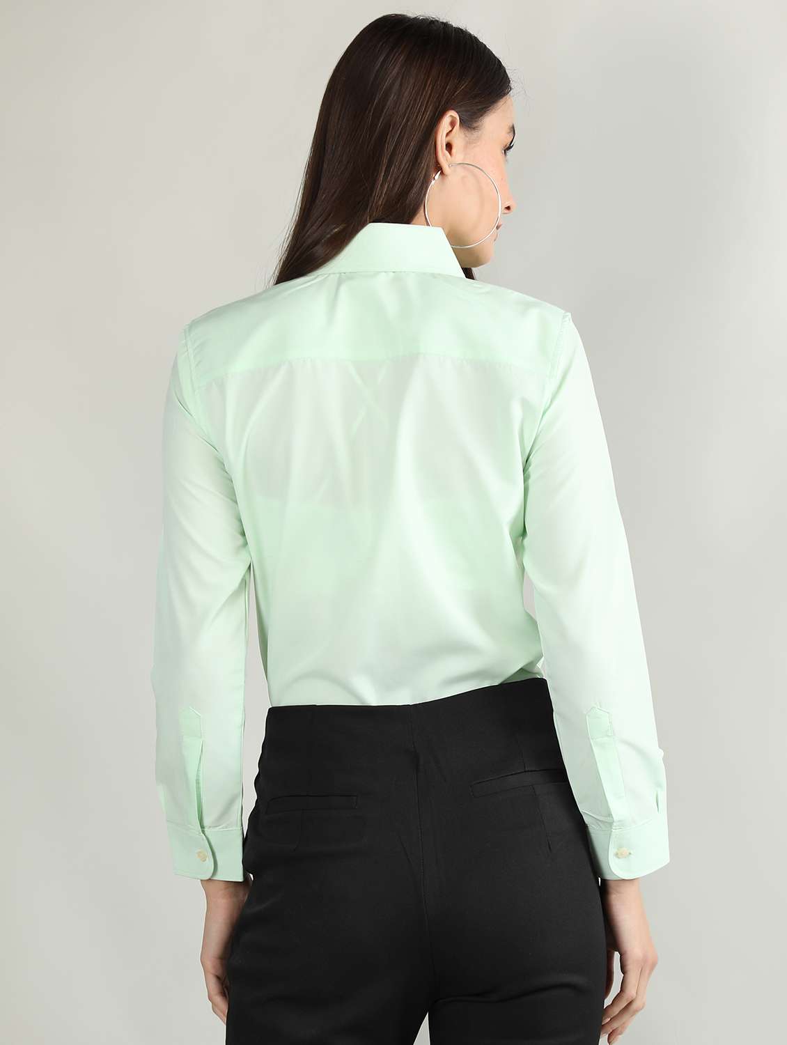 women sea green solid full sleeve regular shirt - 20683857 -  Standard Image - 1