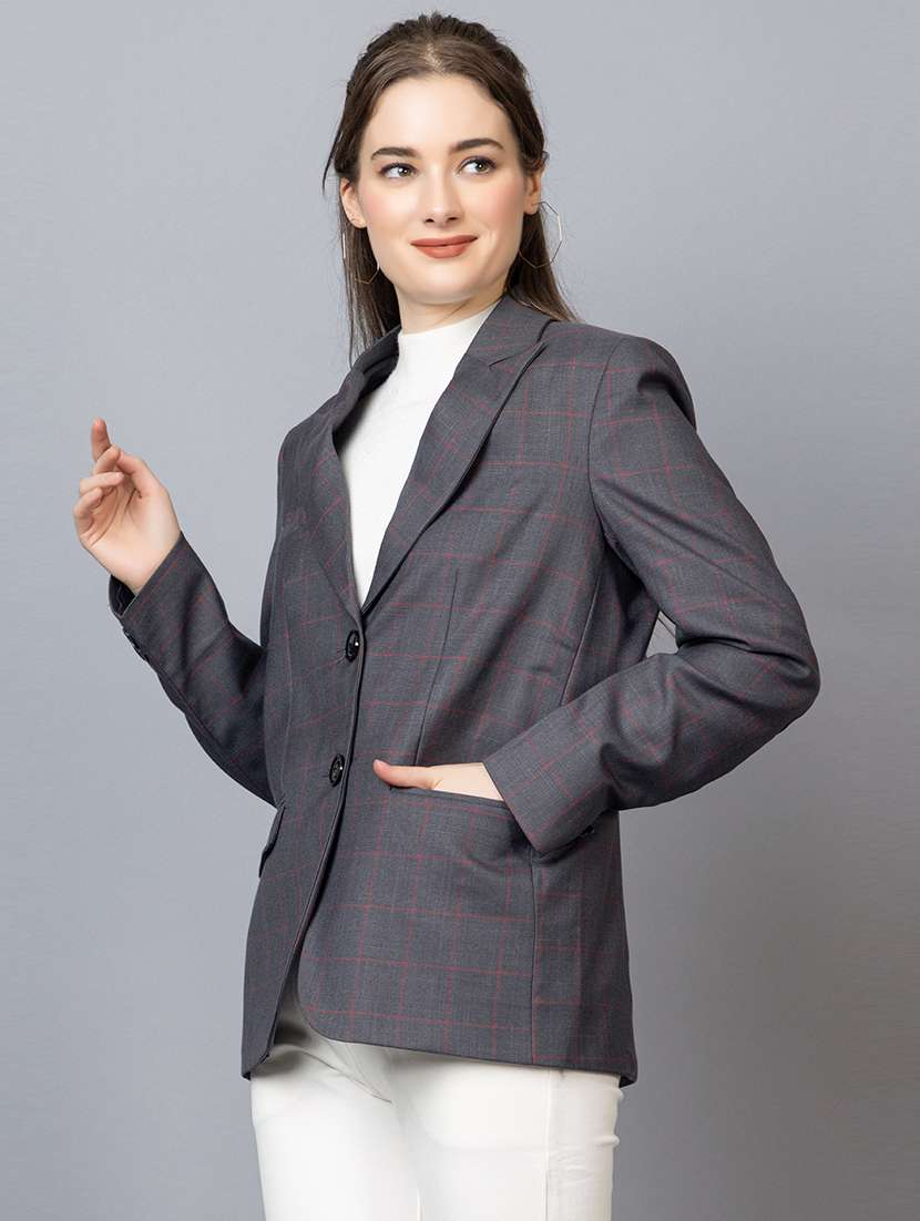 women grey solid full sleeve summer jacket - 20683878 - Standard Image - 1