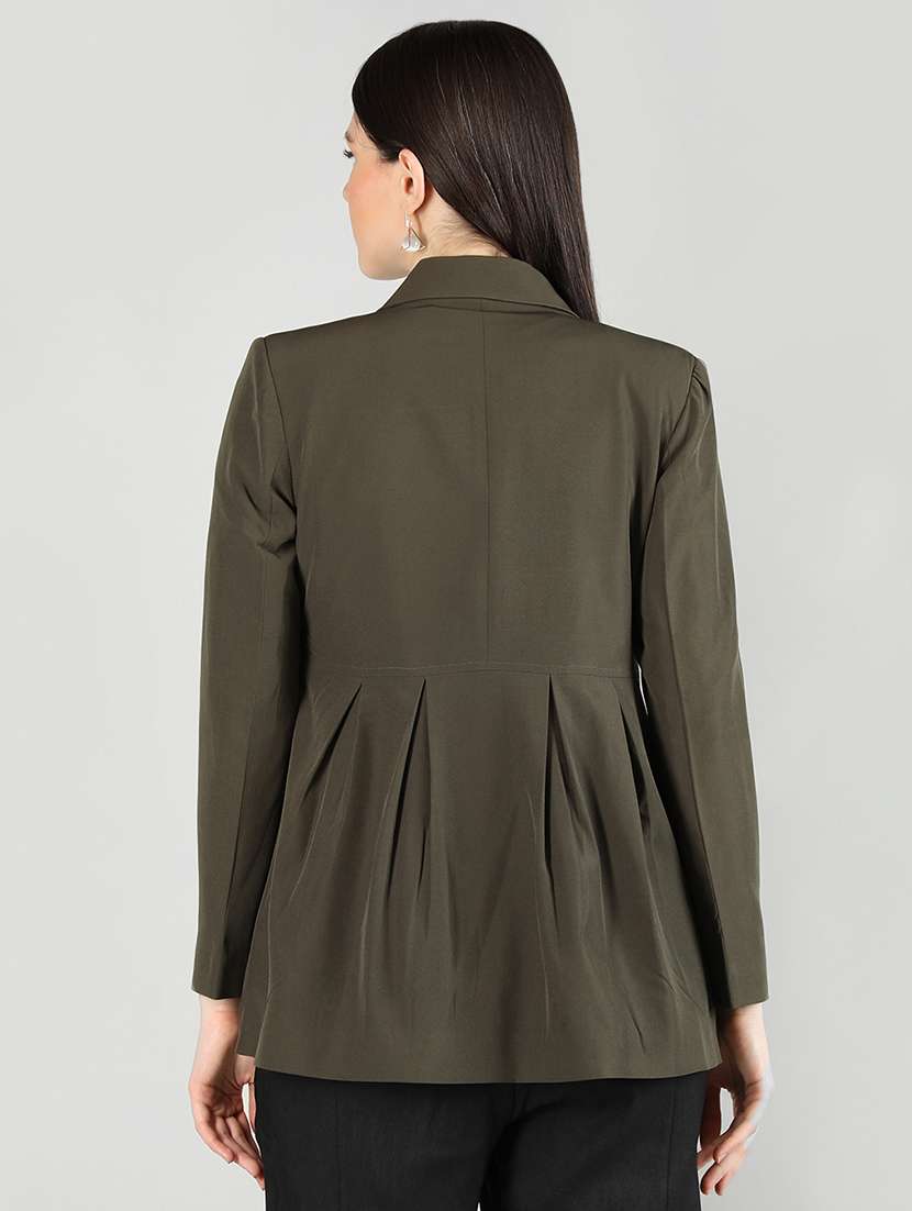 women green solid long sleeve summer jacket - 20683888 -  Standard Image - 1