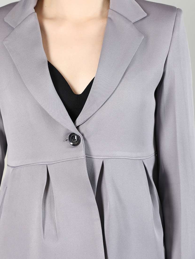 women grey solid full sleeve summer jacket - 20683892 - Standard Image - 4