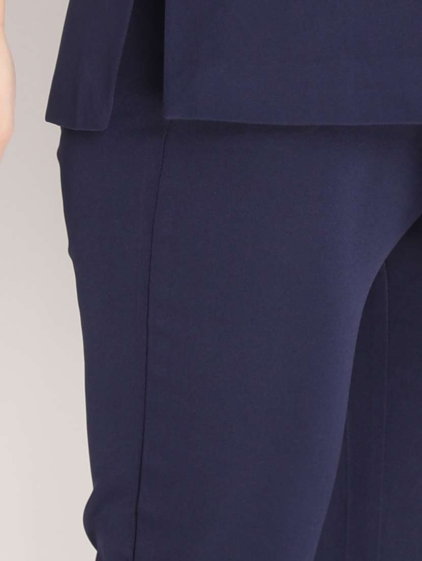 women mid-rise navy blue solid track pant - 20683915 - Standard Image - 4