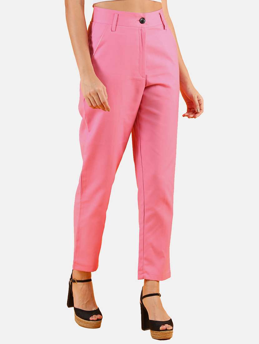 solid pink flat front trouser - 20683930 -  Standard Image - 1