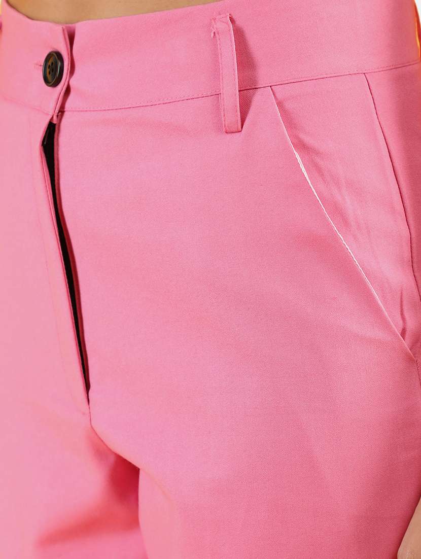 solid pink flat front trouser - 20683930 - Standard Image - 4