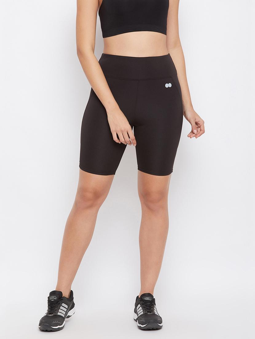 women solid high rise cycling short - 20684001 - Zoom Image - 0