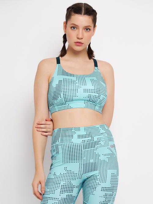light blue polyester sports bra - 20684188 - Standard Image - 0