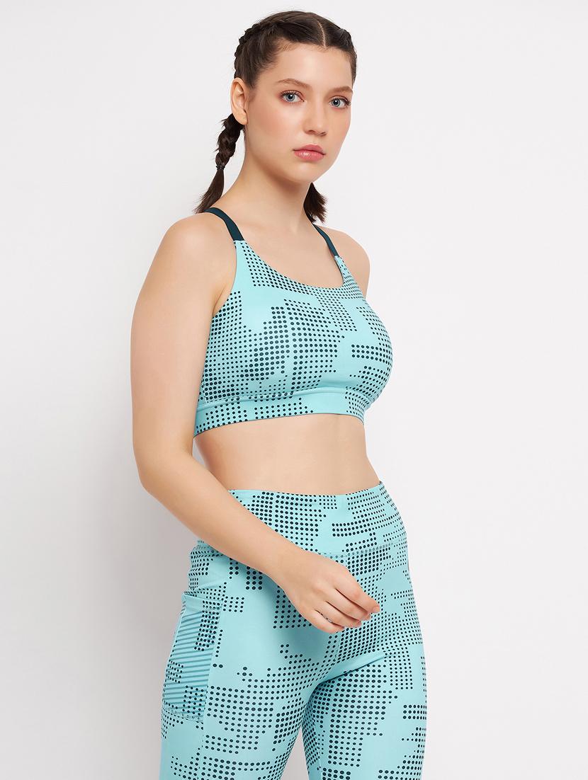 light blue polyester sports bra - 20684188 - Standard Image - 1