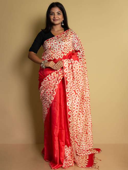 women red handloom saree with blouse - 20684222 -  Standard Image - 0