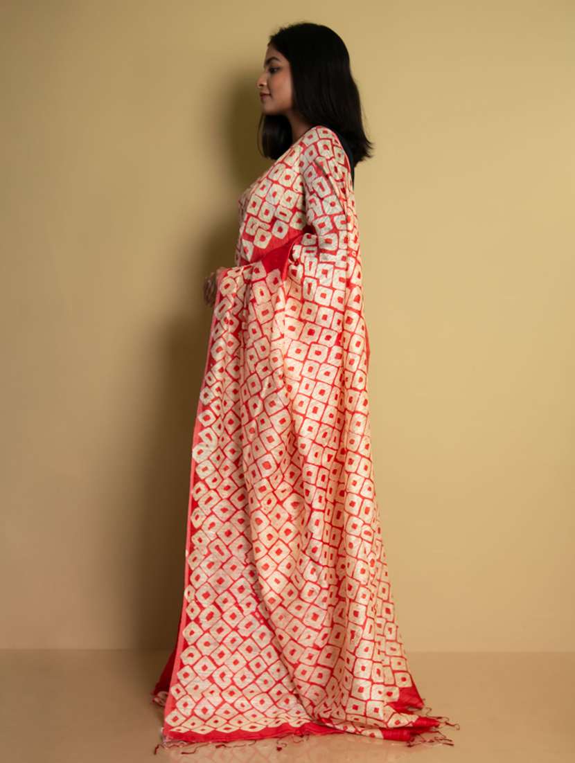 women red handloom saree with blouse - 20684222 -  Standard Image - 1